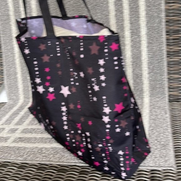 Kate Spade Black Multi Color with Light and Dark Pink Stars Canvas Tote XL Reusa - Picture 3 of 16